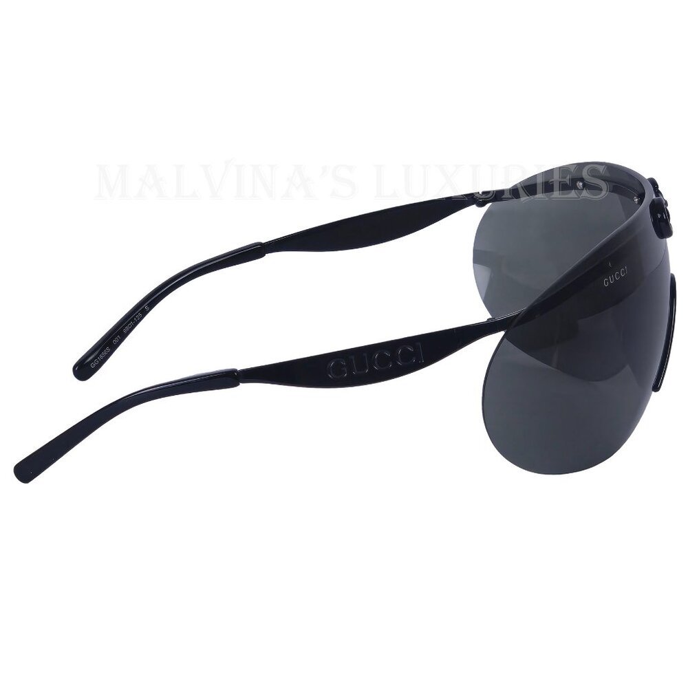 GUCCI SUNGLASSES GG1656S BLACK HORSEBIT OVERSIZED SHIELD UNISEX - Picture 10 of 15